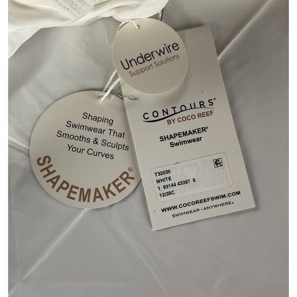 NWT Contours Coco Reef White One-Piece Swimsuit Underwire Ruching Design 12/36C - Picture 5 of 14